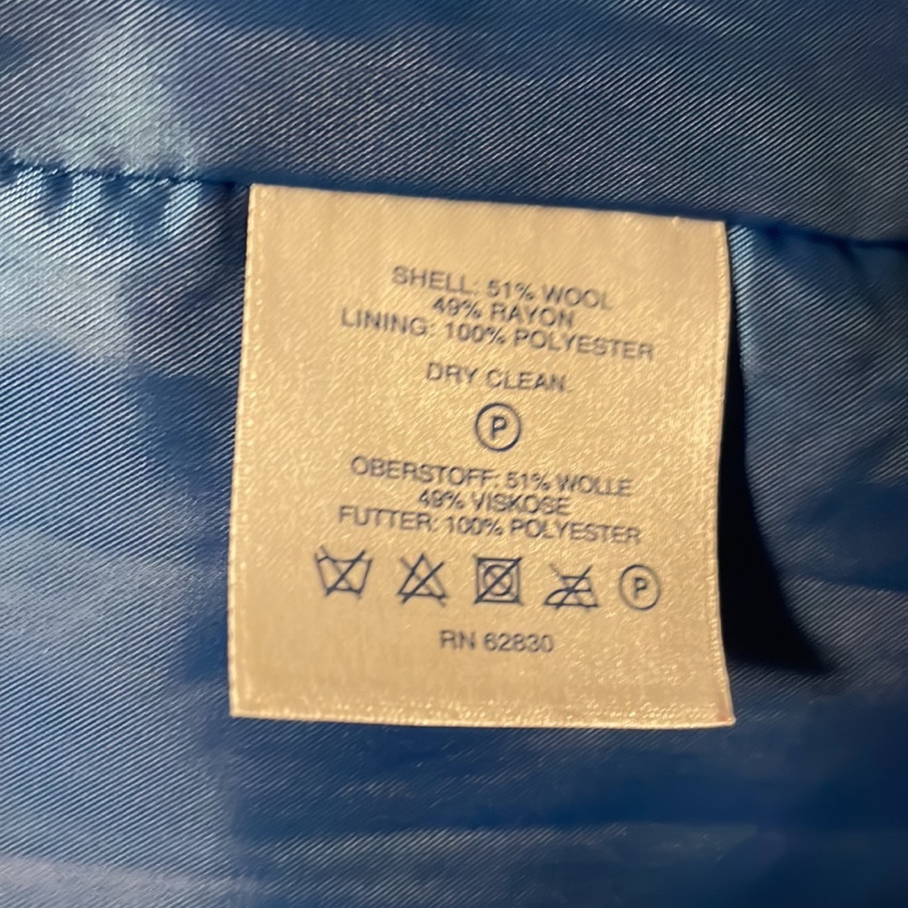 Lands End wool blend lined cornflower blue peat coat - Picture 7 of 7